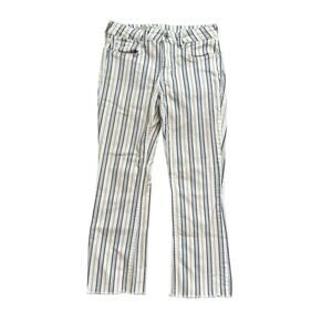 Pilcro & the Letterpress white, blue & brown striped High-Rise Bootcut jeans 26